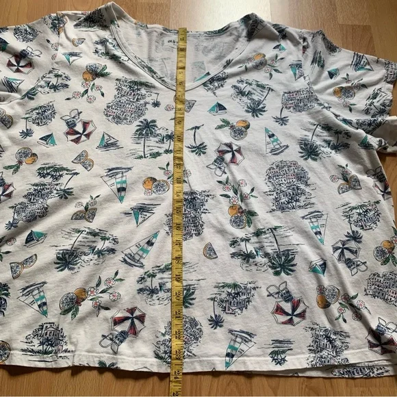 OLD NAVY Womens Size 3X Short Sleeve Top Blouse Shirt Beach Sailing Boat Print - Picture 7 of 10